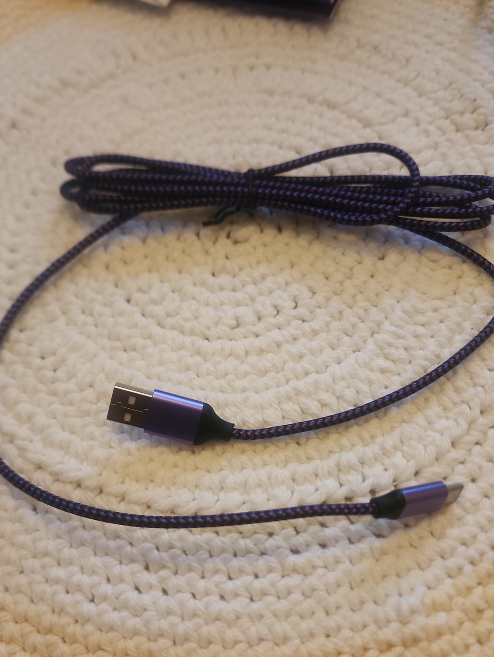 NWOB Purple Braided USB to USB-C Charging Cable 6'